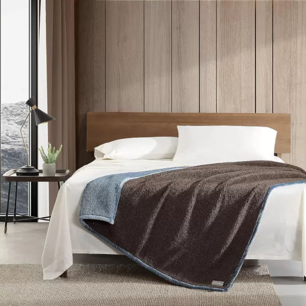 imageEddie Bauer Throw Blanket Ultra Soft Plush Sherpa Home Decor Reversible BiColored Bedding OrangeBrownThrow BrownBlue