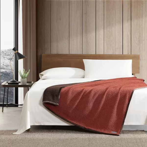 imageEddie Bauer Throw Blanket Ultra Soft Plush Sherpa Home Decor Reversible BiColored Bedding OrangeBrownThrow OrangeBrown