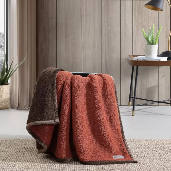 imageEddie Bauer Throw Blanket Ultra Soft Plush Sherpa Home Decor Reversible BiColored Bedding OrangeBrownThrow OrangeBrown