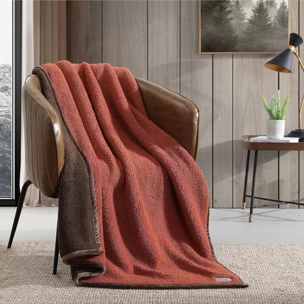 imageEddie Bauer Throw Blanket Ultra Soft Plush Sherpa Home Decor Reversible BiColored Bedding OrangeBrownThrow OrangeBrown