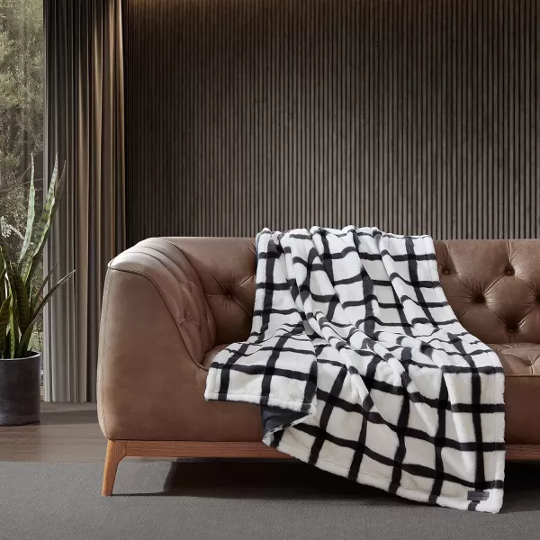 imageEddie Bauer Throw BlanketPillow Cover Set Ultra Soft Faux Fur Home Dcor All Season Bedding Bunkhouse Plaid Grey 2 PieceFaux Fur Throw Blanket Bunkhouse Plaid Grey