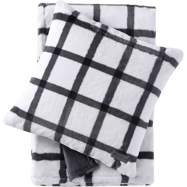 imageEddie Bauer Throw BlanketPillow Cover Set Ultra Soft Faux Fur Home Dcor All Season Bedding Bunkhouse Plaid Grey 2 PieceFaux Fur Throw Blanket Bunkhouse Plaid Grey