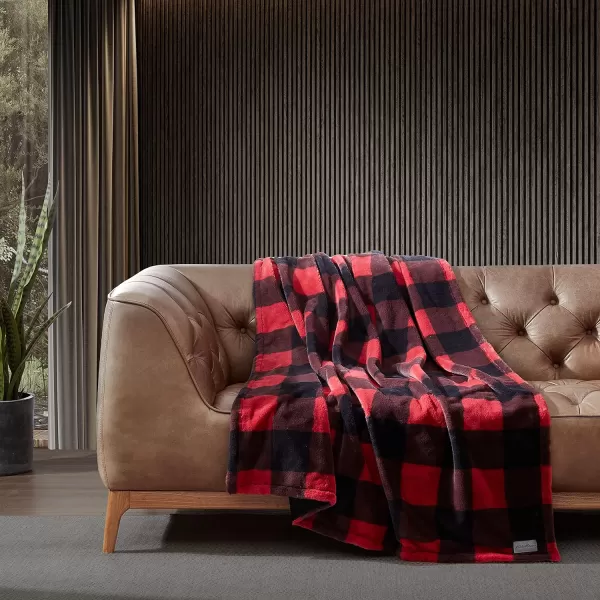 imageEddie Bauer Throw BlanketPillow Cover Set Ultra Soft Faux Fur Home Dcor All Season Bedding Bunkhouse Plaid Grey 2 PieceFaux Fur Throw Blanket Faux Fur RedBlack