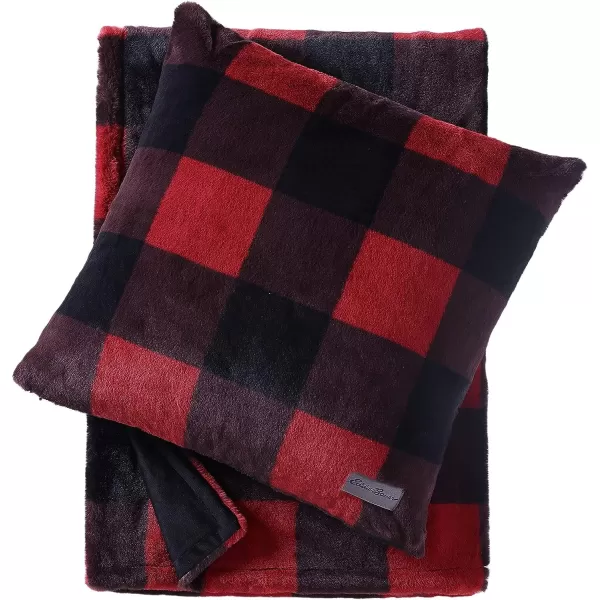 imageEddie Bauer Throw BlanketPillow Cover Set Ultra Soft Faux Fur Home Dcor All Season Bedding Bunkhouse Plaid Grey 2 PieceFaux Fur Throw Blanket Faux Fur RedBlack