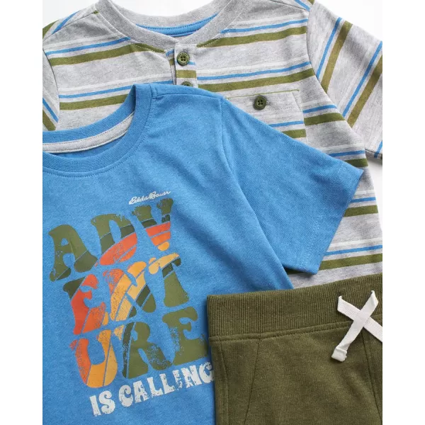 imageEddie Bauer Toddler Boys Shorts Set  3 Piece TShirt and Sweat Shorts  Casual Playwear Outfit for Toddlers 2T4TBlue