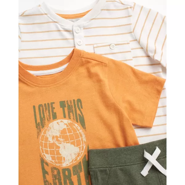 imageEddie Bauer Toddler Boys Shorts Set  3 Piece TShirt and Sweat Shorts  Casual Playwear Outfit for Toddlers 2T4TOrange