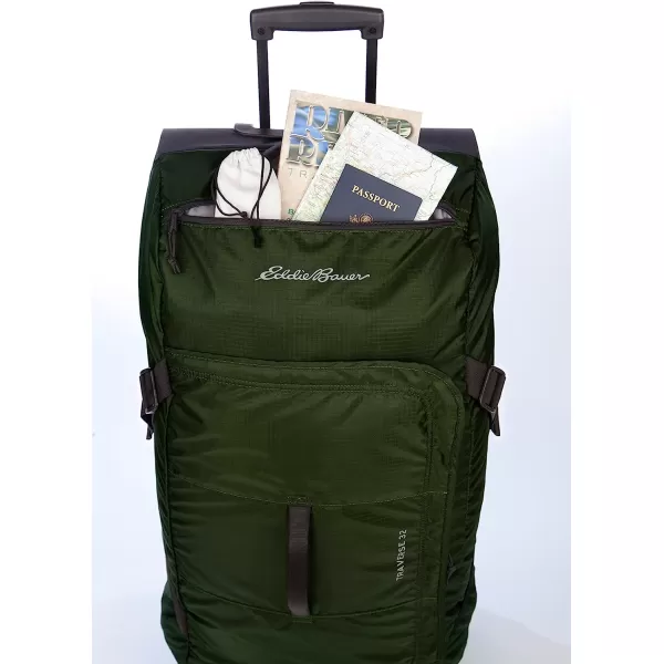 imageEddie Bauer Traverse 32 Rolling Duffel BagMade from Ripstop Polyester with Telescoping HandleDark Loden