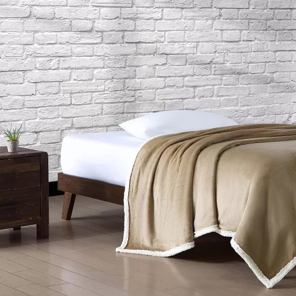 imageEddie Bauer Twin Blanket Ultra Soft amp Cozy Plush Home Dcor All Season Bedding Solid Tan TwinQueen Solid TanWhite