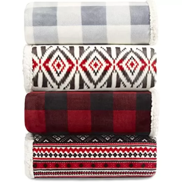 imageEddie Bauer Twin Blanket Ultra Soft amp Cozy Plush Home Dcor All Season Bedding Vail Plaid Grey TwinMedium Red Queen