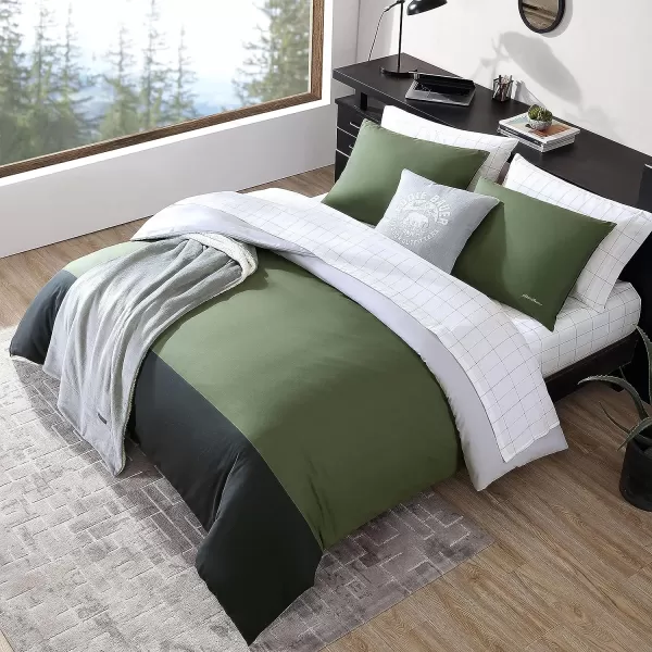 imageEddie Bauer Twin Comforter Set Reversible Bedding with Matching Shams Casual Home Decor for All Seasons Skyline Stripe Green TwinQueen Skyline Stripe Green