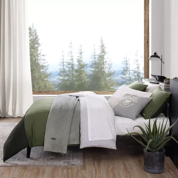 imageEddie Bauer Twin Comforter Set Reversible Bedding with Matching Shams Casual Home Decor for All Seasons Skyline Stripe Green TwinTwin Skyline Stripe Green