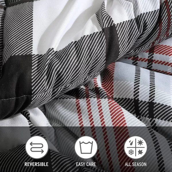 imageEddie Bauer Twin Comforter Set Reversible Microsuede Bedding with Matching Shams Casual Home Decor Normandy Plaid Black TwinNormandy Plaid Black Queen