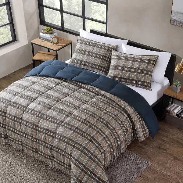 imageEddie Bauer Twin Comforter Set Reversible Microsuede Bedding with Matching Shams Casual Home Decor Rugged Plaid Brown TwinRugged Plaid Brown King