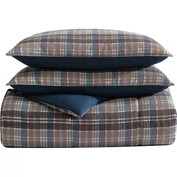 imageEddie Bauer Twin Comforter Set Reversible Microsuede Bedding with Matching Shams Casual Home Decor Rugged Plaid Brown TwinRugged Plaid Brown Queen