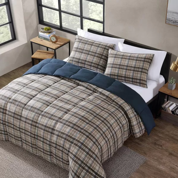 imageEddie Bauer Twin Comforter Set Reversible Microsuede Bedding with Matching Shams Casual Home Decor Rugged Plaid Brown TwinRugged Plaid Brown Queen