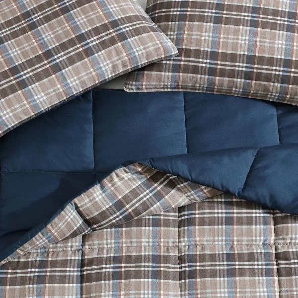 imageEddie Bauer Twin Comforter Set Reversible Microsuede Bedding with Matching Shams Casual Home Decor Rugged Plaid Brown TwinRugged Plaid Brown Queen