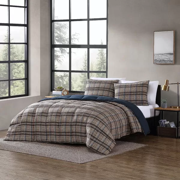 imageEddie Bauer Twin Comforter Set Reversible Microsuede Bedding with Matching Shams Casual Home Decor Rugged Plaid Brown TwinRugged Plaid Brown Queen