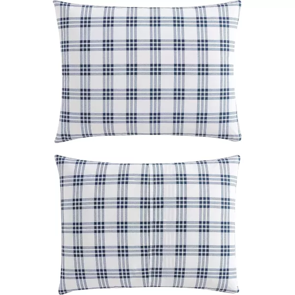 imageEddie Bauer Twin Duvet Cover Set Cotton Bedding Set with Matching Shams Casual Home Dcor Ticking Stripe Navy TwinBasic Plaid Navy King