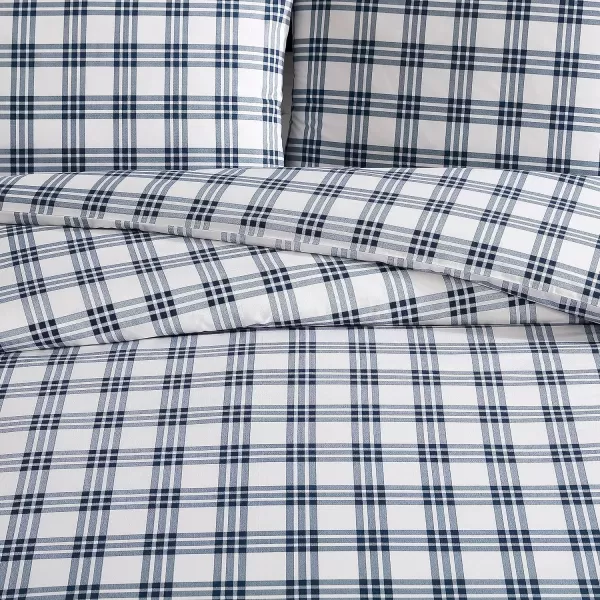 imageEddie Bauer Twin Duvet Cover Set Cotton Bedding Set with Matching Shams Casual Home Dcor Ticking Stripe Navy TwinBasic Plaid Navy Queen