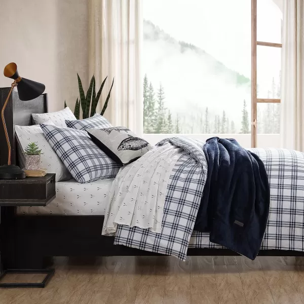 imageEddie Bauer Twin Duvet Cover Set Cotton Bedding Set with Matching Shams Casual Home Dcor Ticking Stripe Navy TwinBasic Plaid Navy Queen