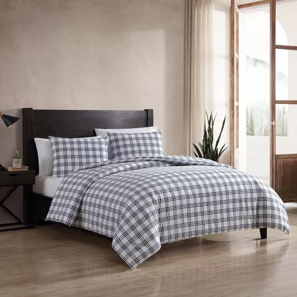 imageEddie Bauer Twin Duvet Cover Set Cotton Bedding Set with Matching Shams Casual Home Dcor Ticking Stripe Navy TwinBasic Plaid Navy Queen
