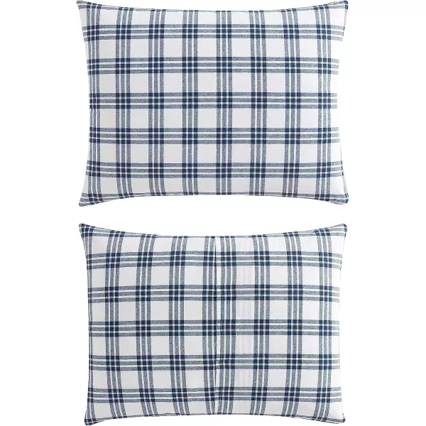 imageEddie Bauer Twin Duvet Cover Set Cotton Bedding Set with Matching Shams Casual Home Dcor Ticking Stripe Navy TwinBasic Plaid Navy Queen