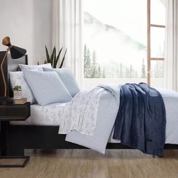 imageEddie Bauer Twin Duvet Cover Set Cotton Bedding Set with Matching Shams Casual Home Dcor Ticking Stripe Navy TwinTicking Stripe Navy Queen