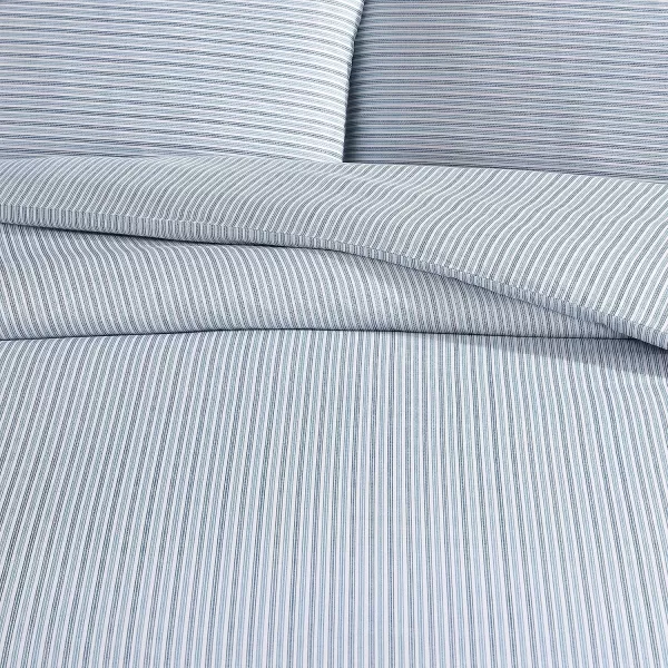 imageEddie Bauer Twin Duvet Cover Set Cotton Bedding Set with Matching Shams Casual Home Dcor Ticking Stripe Navy TwinTicking Stripe Navy Queen