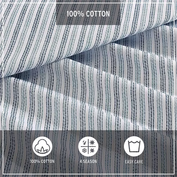 imageEddie Bauer Twin Duvet Cover Set Cotton Bedding Set with Matching Shams Casual Home Dcor Ticking Stripe Navy TwinTicking Stripe Navy Twin
