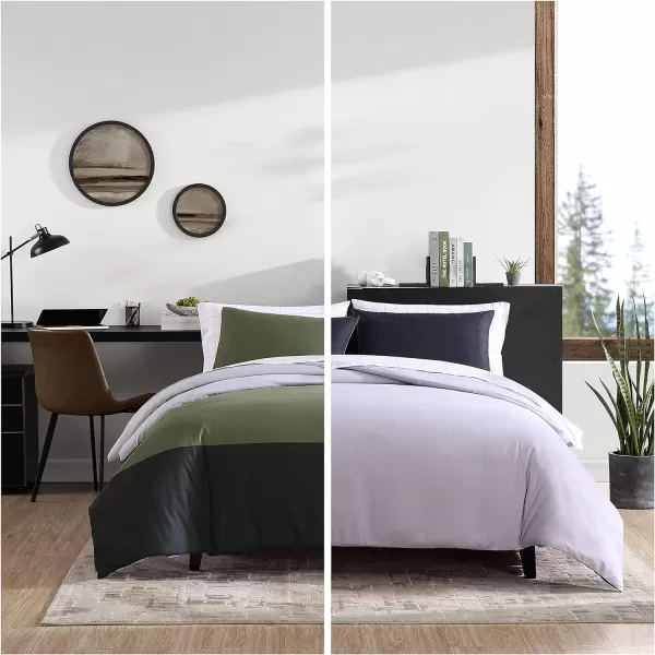 imageEddie Bauer Twin Duvet Cover Set Reversible Bedding Set with Matching Shams Casual Home Dcor Skyline Stripe Green TwinSkyline Stripe Green Twin