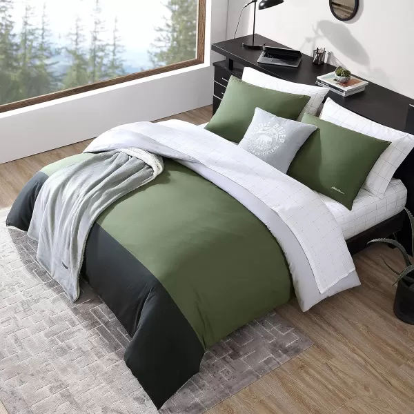 imageEddie Bauer Twin Duvet Cover Set Reversible Bedding Set with Matching Shams Casual Home Dcor Skyline Stripe Green TwinSkyline Stripe Green Twin