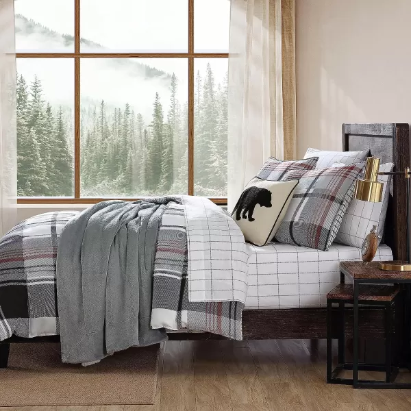imageEddie Bauer Twin Duvet Cover Set Reversible Microsuede Bedding Set with Matching Shams Casual Home Dcor Normandy Plaid Black TwinNormandy Plaid Black King
