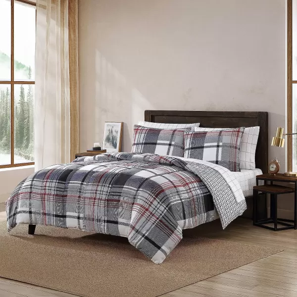 imageEddie Bauer Twin Duvet Cover Set Reversible Microsuede Bedding Set with Matching Shams Casual Home Dcor Normandy Plaid Black TwinNormandy Plaid Black Twin