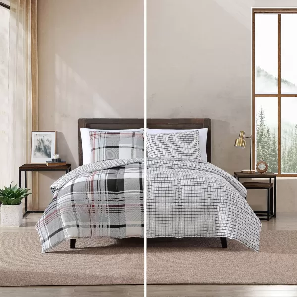 imageEddie Bauer Twin Duvet Cover Set Reversible Microsuede Bedding Set with Matching Shams Casual Home Dcor Normandy Plaid Black TwinNormandy Plaid Black King