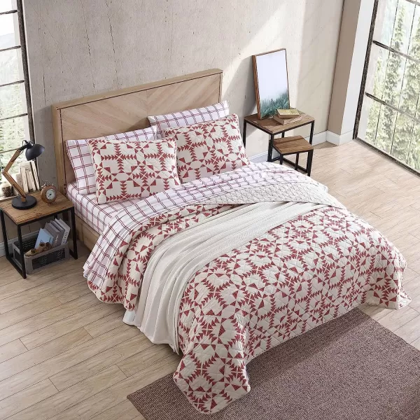 imageEddie Bauer Twin Quilt Set Cotton Reversible Bedding Set All Season Lodge Home Dcor Arrowhead Red TwinTwin Arrowhead RedIvory