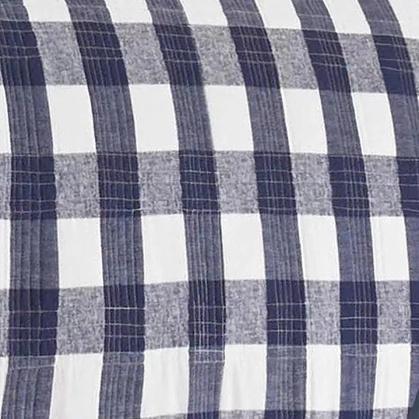 imageEddie Bauer Twin Quilt Set Cotton Reversible Bedding with Matching Sham Home Decor for All Seasons Lakehouse Plaid Blue TwinKing Blue