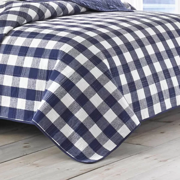 imageEddie Bauer Twin Quilt Set Cotton Reversible Bedding with Matching Sham Home Decor for All Seasons Lakehouse Plaid Blue TwinKing Blue