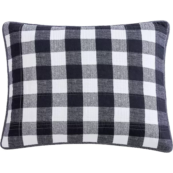 imageEddie Bauer Twin Quilt Set Cotton Reversible Bedding with Matching Sham Home Decor for All Seasons Lakehouse Plaid Blue TwinKing Dark Grey