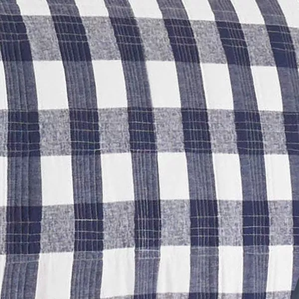 imageEddie Bauer Twin Quilt Set Cotton Reversible Bedding with Matching Sham Home Decor for All Seasons Lakehouse Plaid Blue TwinQueen Blue