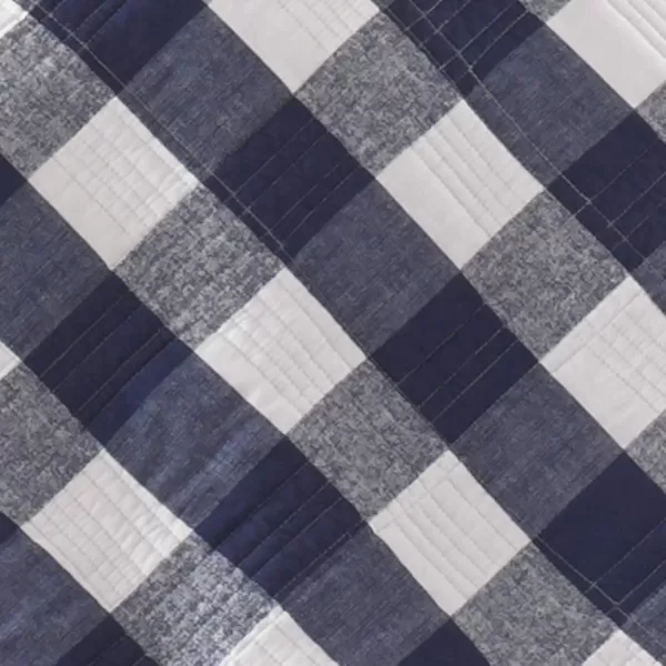 imageEddie Bauer Twin Quilt Set Cotton Reversible Bedding with Matching Sham Home Decor for All Seasons Lakehouse Plaid Blue TwinTwin Blue