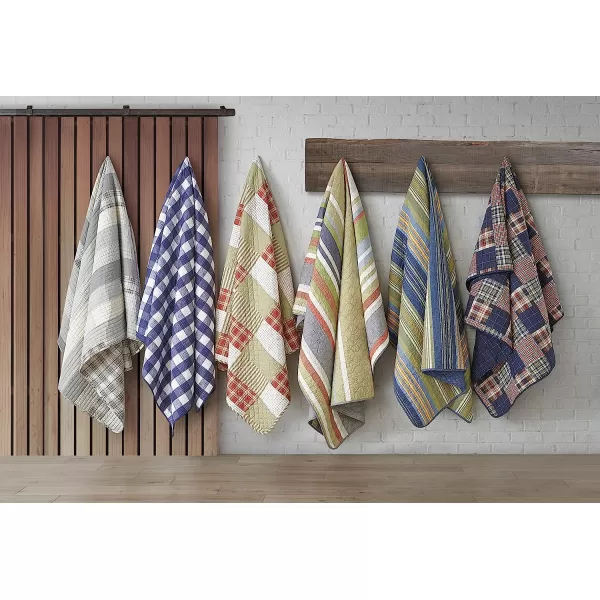 imageEddie Bauer Twin Quilt Set Cotton Reversible Bedding with Matching Sham Home Decor for All Seasons Lakehouse Plaid Blue TwinTwin Light Grey