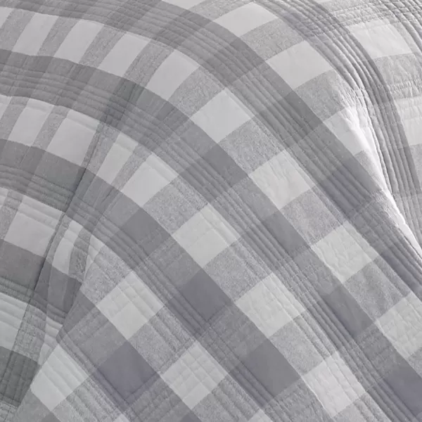 imageEddie Bauer Twin Quilt Set Cotton Reversible Bedding with Matching Sham Home Decor for All Seasons Lakehouse Plaid Blue TwinTwin Light Grey