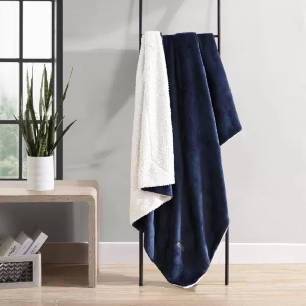 imageEddie Bauer UltraPlush Collection Throw BlanketReversible Sherpa Fleece Cover Soft amp Cozy Perfect for Bed or Couch BlueSherpa Reverse Blue