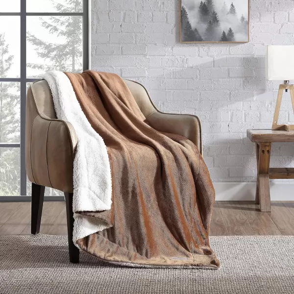 imageEddie Bauer UltraPlush Collection Throw BlanketReversible Sherpa Fleece Cover Soft amp Cozy Perfect for Bed or Couch BlueSherpa Reverse Brown