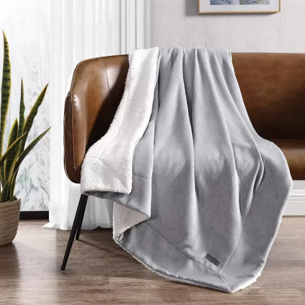 imageEddie Bauer UltraPlush Collection Throw BlanketReversible Sherpa Fleece Cover Soft amp Cozy Perfect for Bed or Couch BlueSherpa Reverse Grey