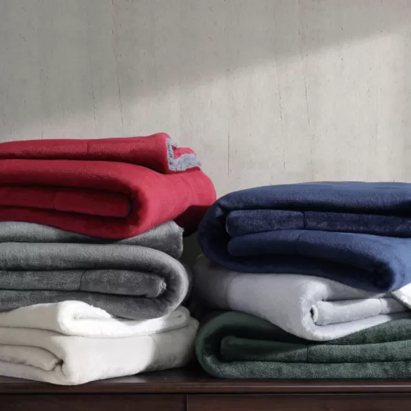 imageEddie Bauer UltraPlush Collection Throw BlanketReversible Sherpa Fleece Cover Soft amp Cozy Perfect for Bed or Couch BlueSherpa Reverse Grey