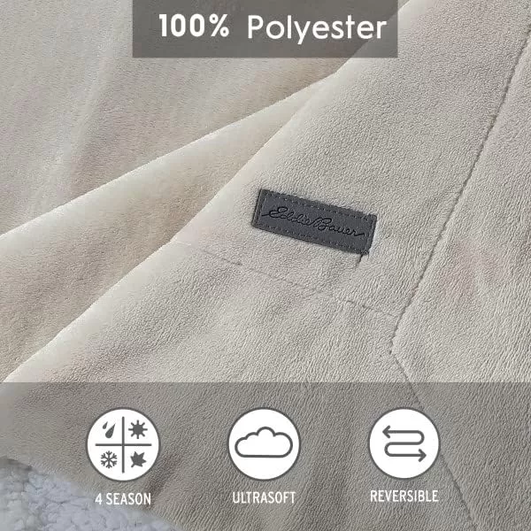 imageEddie Bauer UltraPlush Collection Throw BlanketReversible Sherpa Fleece Cover Soft amp Cozy Perfect for Bed or Couch BlueSherpa Reverse Oyster