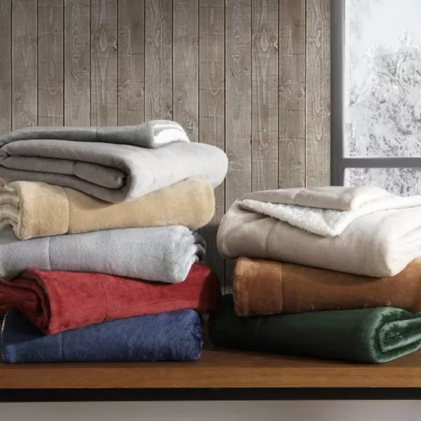imageEddie Bauer UltraPlush Collection Throw BlanketReversible Sherpa Fleece Cover Soft amp Cozy Perfect for Bed or Couch BlueSherpa Reverse Oyster