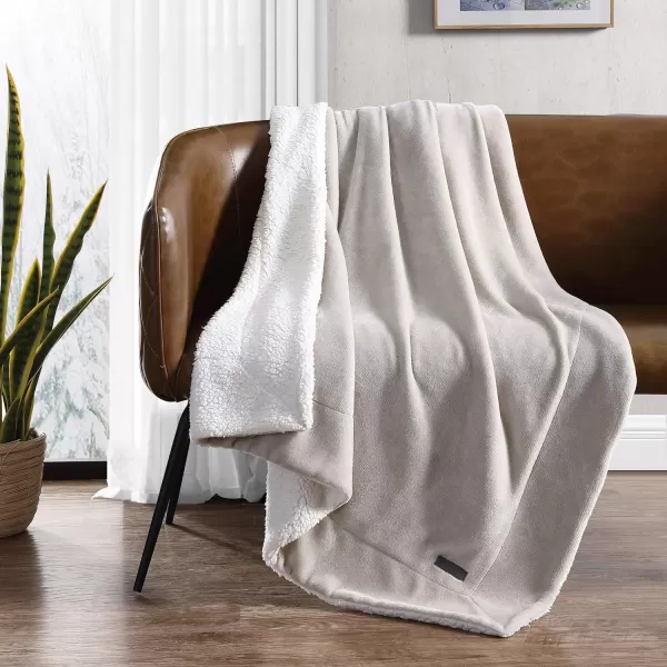imageEddie Bauer UltraPlush Collection Throw BlanketReversible Sherpa Fleece Cover Soft amp Cozy Perfect for Bed or Couch BlueSherpa Reverse Oyster