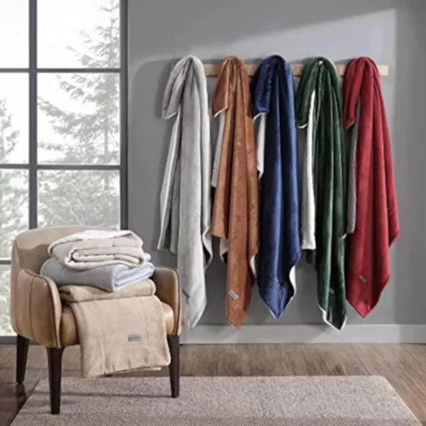 imageEddie Bauer UltraPlush Collection Throw BlanketReversible Sherpa Fleece Cover Soft amp Cozy Perfect for Bed or Couch BlueSherpa Reverse Oyster